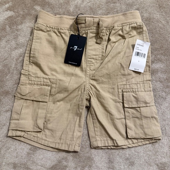 7 For All Mankind Other - 7 For All Mankind Kids Boys Stone Ripstop Cargo Shorts Size 5 Beige